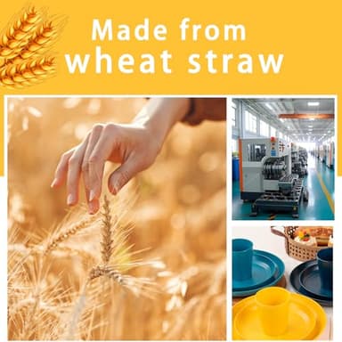 Rubtlamp Wheat Straw Dinnerware Set, 16Pcs Unbreakable Plates And Bowls Sets of 4, Plastic Plates Set Reusable (Four Colors) Include Dinner Platos, Dessert Platos, Cereal Bowls, Cups for Daily - Image 9