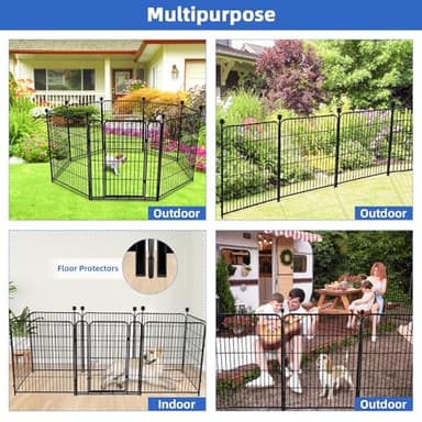 ADAVIN Metal Garden Fence with Gate, 36 in(H) 8 Panels Heavy Duty Iron Animal Barrier Fence, Indoor or Outdoor Dog Playpen, Camping Fence, No Dig Garden Border Fencing for Yard. Total 17.7 FT(L) - Image 4