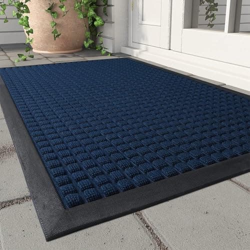 MontVoo-Door Mat Outside Entrance Outdoor Indoor Front Doormat for Entryway-Durable Rubber Backed Welcome Entry Mat Non Slip Dirt Trapper Absorbent-Blue 36’’x60’’ - Image 1