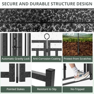 Petorldog Dog Fence Outdoor Indoor, 40" Inch Height 16 Panels Dog Playpen for Large/Medium/Small Dogs Metal Dog Pen for Yard Camping and RV | Black-Silver - Image 5