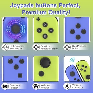 Switch Controller,Replacement for Switch OLED Lite,Wireless Remote with Dual Vibration,Motion Control,Screenshot,6-Axis Gyro,Wake-Up,Anti-Slip grip Joystick,Left Right Gamepad,No NFC,(Blue and Yellow) - Image 5