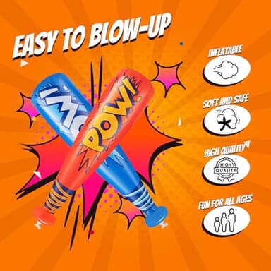 Bedwina Pow Inflatable Baseball Bat - (Pack of 12) 20 Inch Inflatable Toy Bat, Carnival Prizes, Baseball Party Favors Goodie Bag Stuffers, Decorations Party Prizes for Kids - Image 4