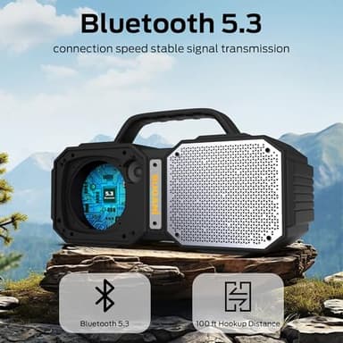 BUGANI Shock Bluetooth Speaker, Portable Bluetooth 5.3, Waterproof, 60W Super Power, Outdoor Speaker, Black(New Model) - Image 7