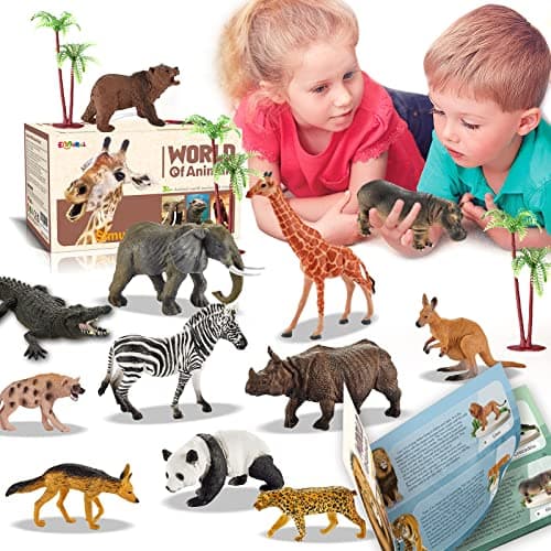 EnAuRoL 31 Pcs Safari Animals Figures Including 24 Realistic Jungle Playset Toys Zoo Animals for Toddlers 3+ Years Old Ideal Gift for Boys and Girls - Image 1