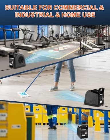 LZLXXLZL Air Mover Blower Fan - High Velocity Utility Fan for Drying, Cooling, Ventilating and Exhausting, Pivoting Floor Fans with 3 Speeds for Home Use and Job Site, 2 Outlets, 355CFM, Black - Image 4