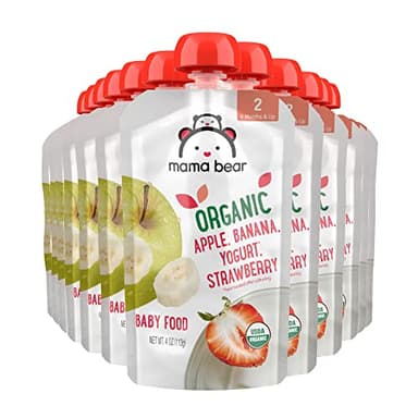 Amazon Brand - Mama Bear Organic Baby Food, Stage 2, Apple, Banana, Yogurt, Strawberry, 4 ounce (Pack of 12) - Image 8