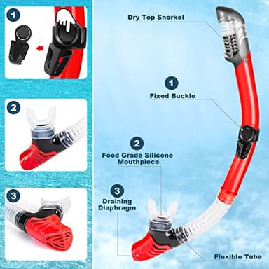 ZEEPORTE Mask Fin Snorkel Set with Adult Snorkeling Gear, Panoramic View Diving Mask, Trek Fin, Dry Top Snorkel +Travel Bags, Snorkel for Lap Swimming - Image 5