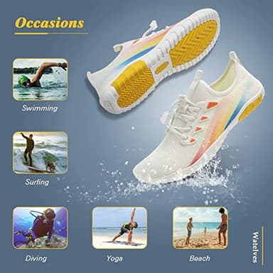 WateLves Water Shoes Men Women Beach Swim Aqua Socks Pool Shoes Quick-Dry Anti-Slip White 6.5 Women/5 Men - Image 8