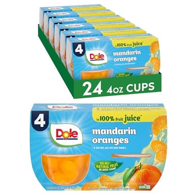 Dole Fruit Bowls Mandarin Oranges in 100% Juice Snacks, 4oz 24 Total Cups, Gluten & Dairy Free, Bulk Lunch Snacks for Kids & Adults - Image 1