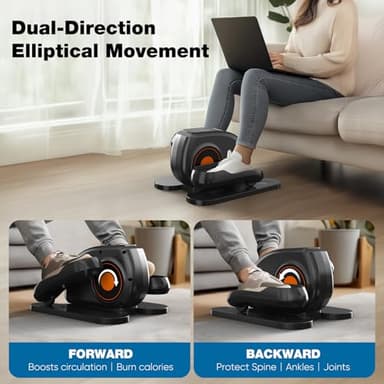 OLIXIS Under Desk Elliptical Machine, Compact, Quiet & Portable Pedal Exerciser with Adjustable Speed, LED Display, Ideal Mini Elliptical for Home or Office Workout - Image 3