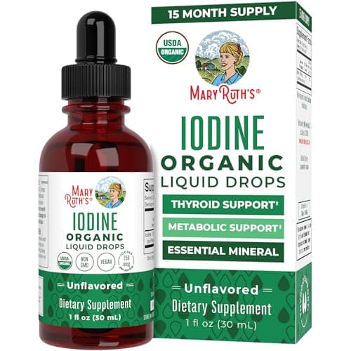 MaryRuth Organics Iodine Liquid Drops | Potassium Iodide | 1 Year Supply | 450 Servings | Thyroid Health | USDA Organic| Vegan | Non-GMO | Gluten Free | 1 Fl Oz - Image 1