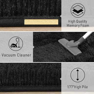 LOCHAS Ultra Soft Indoor Modern Area Rugs 9x12, Fluffy Living Room Carpets for Children Bedroom Home Decor Nursery Rug, Black - Image 4