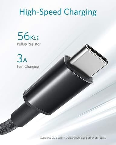 Anker Cable [2 Pack, 10FT], USB A to USB C Cable for Samsung Galaxy S10 S10+, LG V30, Beats Fit Pro and More (Black) - Image 3