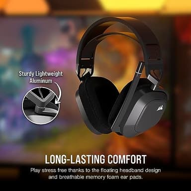 Corsair HS80 MAX Wireless Multiplatform Gaming Headset with Bluetooth – Dolby Atmos – Broadcast Quality Microphone – iCUE Compatible – PC, Mac, PS5, PS4, Mobile – Steel Gray - Image 4