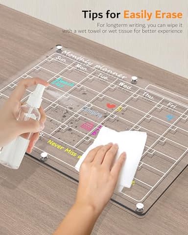 Magnetic Acrylic Calendar for Fridge,2 Pack 11"x15" Clear Fridge Calendar Dry Erase Magnetic Planning Boards Set for Refrigerator with 8 Colorful Highlight Markers - Image 6