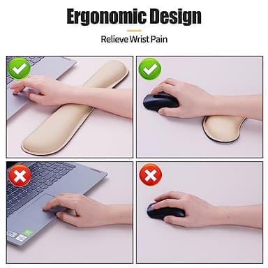 Bloss Leather Desk Pad and Keyboard Wrist Rest, Large Mouse Pad + Keyboard Pad+Mouse Wrist Support, Non-Slip Desk Mat Protector for Office, Home(31.5×15.7 Inches,Beige) - Image 3