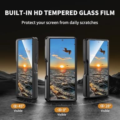 TONGATE for Z Fold 6 Case, [with S Pen Slot & Hinge Protection] [Tempered Glass Screen Protector] Full-Body Military Drop Phone Case for Samsung Galaxy Z Fold 6 with Stand & Belt Clip, Titanium Black - Image 2