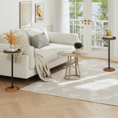 HOOBRO Small Round Side Table, Drink Table, Coffee Martini Table with Pedestal for Small Spaces in Living Room, Bedroom, Sofa Couch, Rustic Brown BF168BZ01 - Image 8