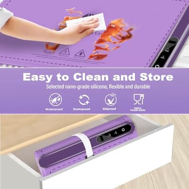Electric Food Warming Mat Heating：Flameless Silicone Countertop Warmer Tray with 6 Temps 24x16 Inch - Portable Foldable Heat Pad Keep Food Warm for Dinner Serving and Buffet Party - (Lilac) - Image 4