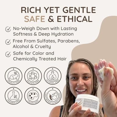 VITAMINS hair cosmetics Keratin Hair Mask - Protein Repair Keratin Treatment - Deep Conditioner for Dry, Damaged, Curly, Straight & Frizzy Hair with Biotin, Collagen & Castor Oil - 8.5 Fl Oz - Image 6