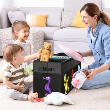 Extra Large Toy Box, Collapsible Sturdy Toy Storage Organizer with Lids, 155L Storage Box for Boys Girls, 42"x16"x14" Kids Bin Chest Baskets for Living Room, Playroom, Bedroom, Nursery, Black - Image 9