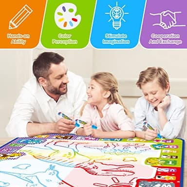 Jasonwell Aqua Water Doodle Mat 31x31 Inches Large Magic Drawing Doodling Mat Coloring Mat Educational Toys Christmas Birthday Gifts for Kids Toddler Boys Girls Age 2 3 4 5 6 7 8 Year Old (Alphabet) - Image 6