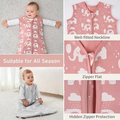 Yoofoss Baby Sleep Sack 6-12 Months Wearable Blanket for Babies 100% Organic Cotton 2-Way Zipper TOG 0.5 Toddler Sleeping Sack 3 Pack, Comfy Lightweight Sleep Sacks - Image 4