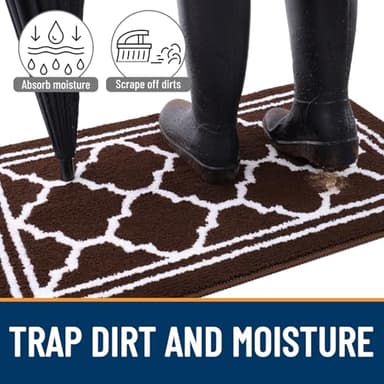 Buganda Indoor Door Mat, Dirt-Resistant and Absorbent Doormat, Anti-Slip, Low Profile Floor Mats for Inside Entryway, Front, and Back Door Entrance (32x20 Inches, Dark Brown) - Image 2