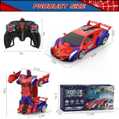 BLUEJAY Transform Rc Cars for Boys 4-7 8-12, 2.4Ghz Remote Control Car 1:18 Scale Transforming Robot, One-Button Deformation 360° Rotation Car Toy Gifts for Boys 3-5 - Image 6