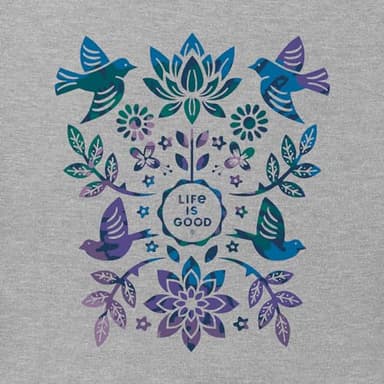 Life is Good Women's Folk Art Garden Tie Dye Short Sleeve Crusher Vee (X-Large, Heather Gray) - Image 2