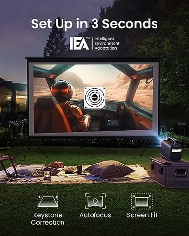 NEBULA Mars 3 Outdoor Portable Projector, 1000 ANSI Lumens, AI-Powered Image, Built-In Battery with 5 Hour Playtime, Android TV, 200 Inch Home Theater, for Backyard, Office and Business, and Camping - Image 7