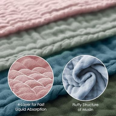 HIPHOP PANDA Muslin Burp Cloths, 10 Pack - Large 20" X10" - Ultra Absorbent and Soft 100% Cotton Baby Essentials Drool Rags and Messes for Newborn - ​Colorful Designs for Boy Girl, Multicolor - Image 6