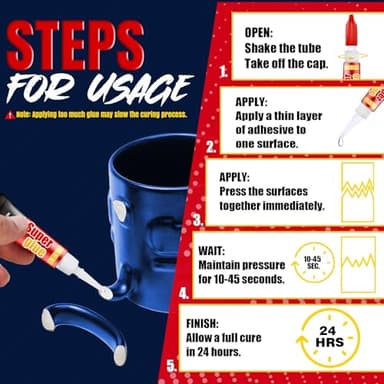 3 Gram (Pack of 12) Single use Super Glue Gel, Super Fast, Thick & Strong Adhesive Superglue, Cyanoacrylate Glue for Hard Plastics, DIY Craft, Ceramics, Frame, Leather, Metal Etc - Image 5