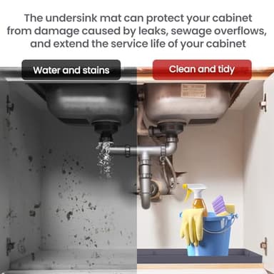 Ruinovate Under Sink Mat for Kitchen Waterproof, 34" x 22" Sink Protectors for Organizers and Storage, Silicone Mats for Kitchen Counter, Under The Sink Organizer (Gray) - Image 3