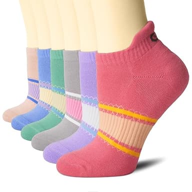 CS CELERSPORT Running Socks for Women and Men Ankle Athletic Colorful socks Low Cut Sports Tab Socks for Men and Women (6 Pairs), Small, Multicolor - Image 1