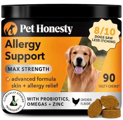 Dog Allergy Itch Relief - Maximum Strength Itch Supplement with Probiotics for Dogs - Immune Support & Skin Relief for Seasonal Allergies - Natural Itchy Skin Paw Relief - (Chicken, 90 Ct) - Image 1