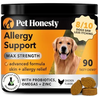 Dog Allergy Itch Relief - Maximum Strength Itch Supplement with Probiotics for Dogs - Immune Support & Skin Relief for Seasonal Allergies - Natural Itchy Skin Paw Relief - (Chicken, 90 Ct) - Image 1
