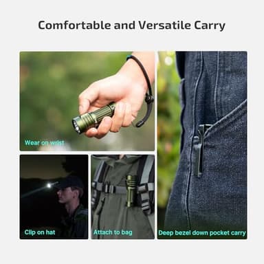 OLIGHT BatonTurbo EDC Flashlight Rechargeable, 1000 Lumens Compact LED Powerful Flash Light 510 Meters Long Throw, with Magnetic Charging Cable and Landyard for Hiking, Camping, Home Use (OD Green) - Image 5