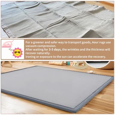 Baby Play Mat for Floor - 1.4" Thick Memory Foam Rug, 70"x59" Playpen Tummy Time Mat, Soft Velvet Nursery Rug, Large Padded Crawling Mats, Cushioned Pads for Playroom Toddlers, Infants, Yoga, Tatami - Image 7