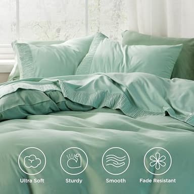 Bedsure Queen Sheet Set - 4 Pieces Soft Queen Size Sheets - Breathable & Cooling - Hotel Luxury - Easy Care Polyester Microfiber Bedding for Women, Men, Mint Green - Image 3