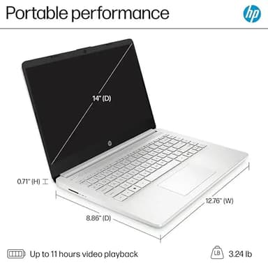 HP 2025 14 inch Everyday Laptop Computer for Student & Business - AI-Powered 1-Y Office 365 • Intel Quad-Core CPU • Ultra-Light • 16G RAM • 384G Storage (128G UFS+256G SD Card) • Win 11 Pro • Silver - Image 9