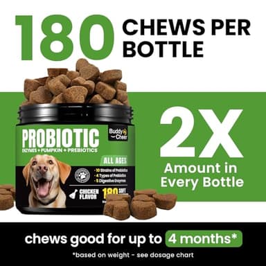 Probiotics for Dogs - Dog Probiotics with 5 Enzymes & 4 Prebiotics for Itchy Skin, Pet Probiotics lab for Digestion & Gut Support, Helps Diarrhea, Yeast Infection, Allergies & Immune System -180 Chews - Image 4