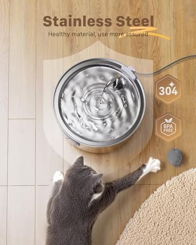 Cat Water Fountain Stainless Steel: Cat Fountain for Drinking - 108oz/3.2L Pet Water Fountain for Cats Indoor - Quiet Water Fountain for Cats - Faucet Pet Fountain - for Small and Medium-Sized Pets - Image 5