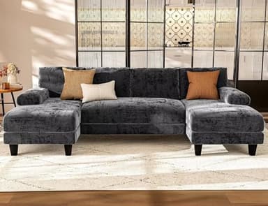 Txtin's U Shaped Sectional Couches for Living Room, 111 Inch Modular Sofa with Double Chaise, Large Lounge Couch for Apartment,Grey - Image 3