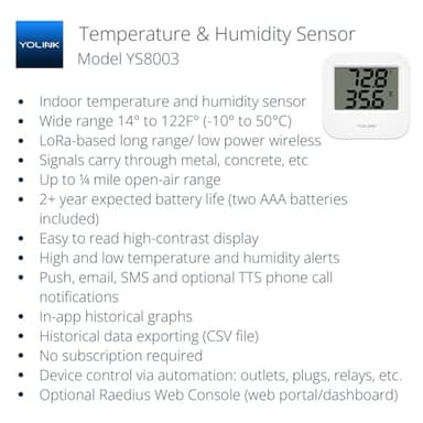 YoLink Smart Wireless Temperature & Humidity Sensor, 3-Pack, Wide Temp Range for Fridge, Green House, Pet Cage, App Alerts, Emails, Text/SMS alerts- Hub Required - Image 2