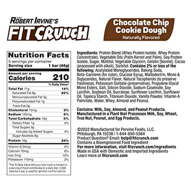 FITCRUNCH Snack Size Protein Bars, 6-Layer Baked Bar, 3g of Sugar, Gluten Free & Soft Cake Core (9 Bars, Chocolate Chip Cookie Dough) - Image 2