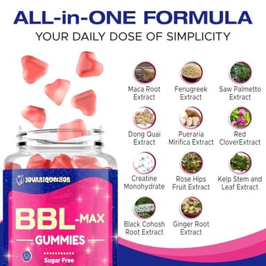 Jovariquethor Booty Gummies for Women - BBL Gummies with Multivitamins and Herbal Extracts - Peach Flavor - 120 Count - Image 3