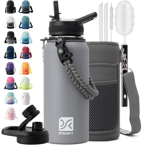 DYSANKY Insulated Water Bottle | Thickened Stainless Steel Vacuum Metal | Portable Sports Water Jug for Gym and Hiking with Straw, Carrier Bag, Handle Strap | BPA-Free 32 oz - Image 1