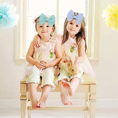 YanJie Baby Girls Nylon Headbands Newborn Bows Handmade Hair Bows Hairbands Hair Accessories for Newborn Infant Toddlers Kids (baby pink-aqua) - Image 3