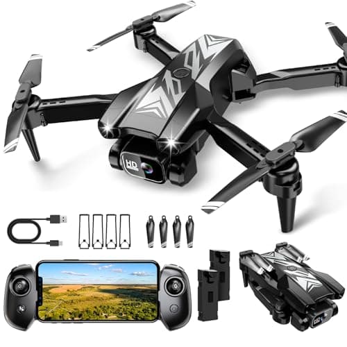 Mini Drone with Camera for Kids Adults-1080P FPV Camera Foldable Drone with Stable Altitude Hold, Gestures Selfie, Waypoint Fly, Auto-Follow, 3D Flip, One Key Start, 3 Speeds, 2 Batteries - Image 1